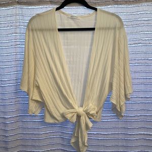 Large White cropped fit tie top